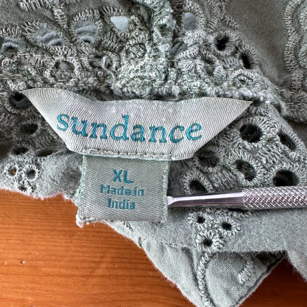 Preowned Sundance Moonlight Eyelet Jacket Boho Cardigan Open Front Sz XL Cotton - Picture 9 of 12